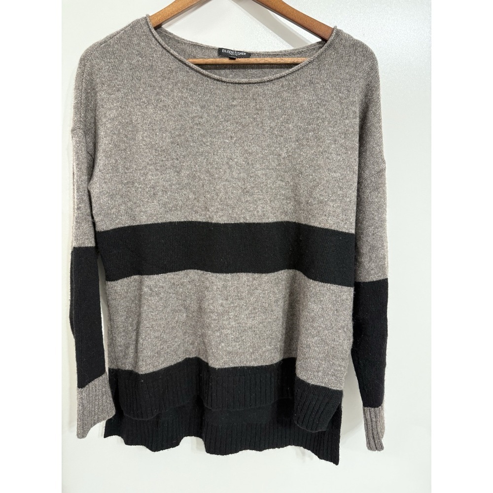 Eileen Fisher Yak Wool‎ Blend Striped Colorblock Sweater Petite L